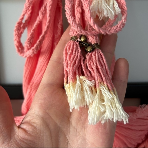 [XL] NWT Free People Look Into The Sun Coral Pink Maxi Dress Frayed & Tassels - Picture 10 of 15
